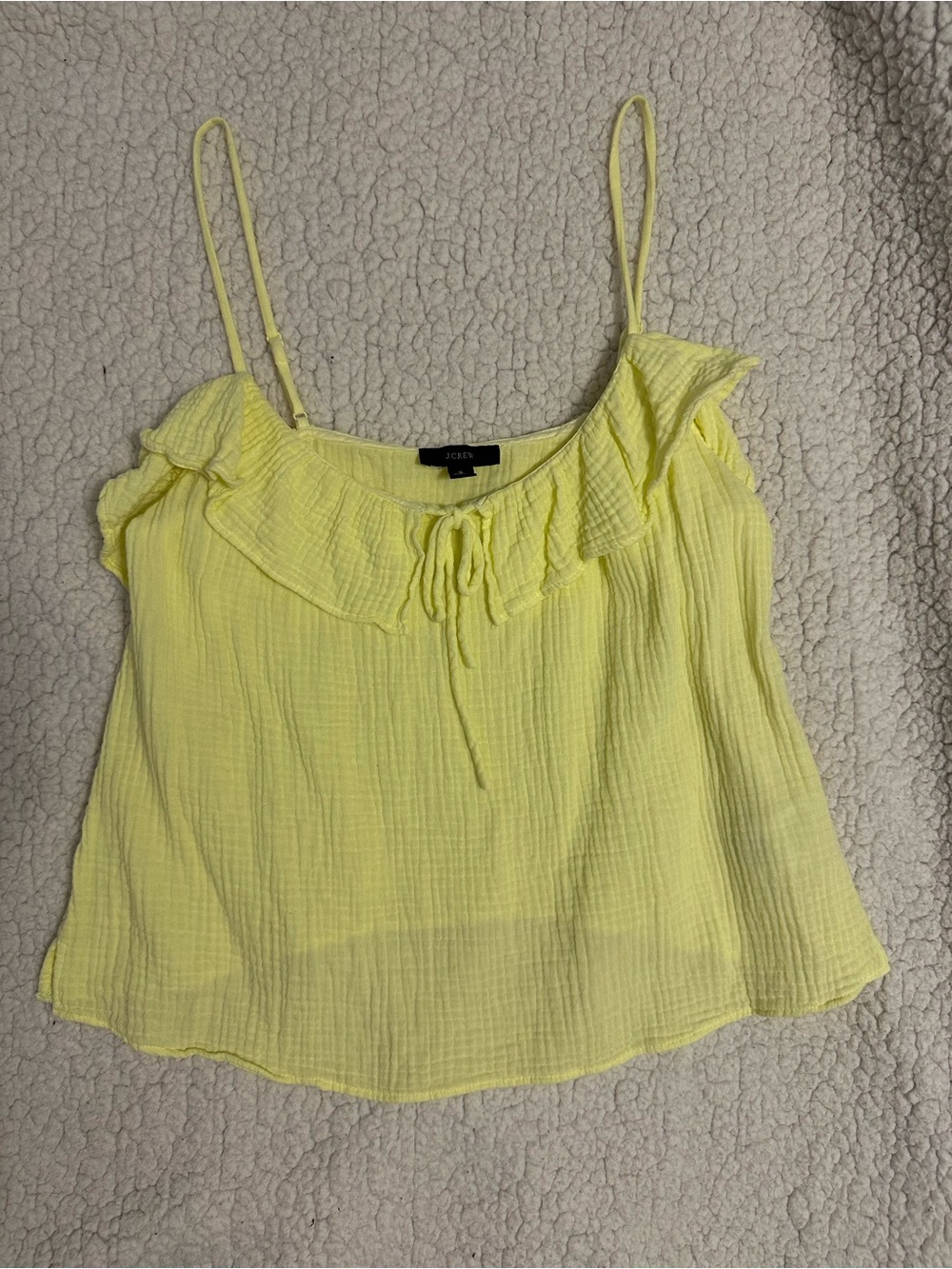 J. Crew Pale Yellow Ruffle Spaghetti Strap Camisole